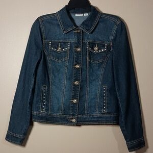 Cato Dark Blue Jean Jacket with Rhinestone Accents